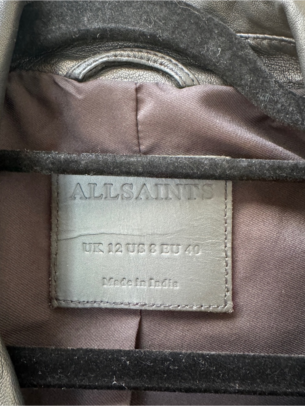 All Saints Elora Black Cropped Leather Jacket - Picture 3 of 7